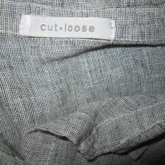 Cut Loose L XL 1X Oversized Big Shirt Tunic Top Kimono Linen Lagenlook Pockets - Picture 3 of 3